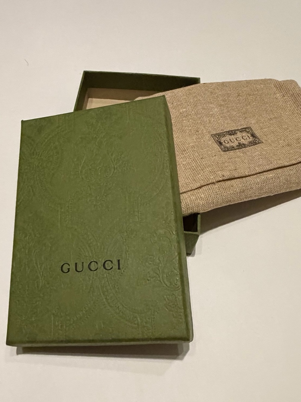 Gucci Olive Green Accessory Box with Beige Dust Bag